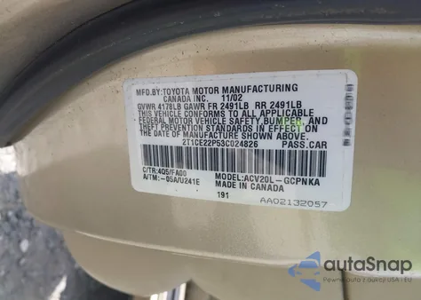 2003 Toyota Camry Solara Se из США, поврежденный, VIN 2T1CE22P53C024826